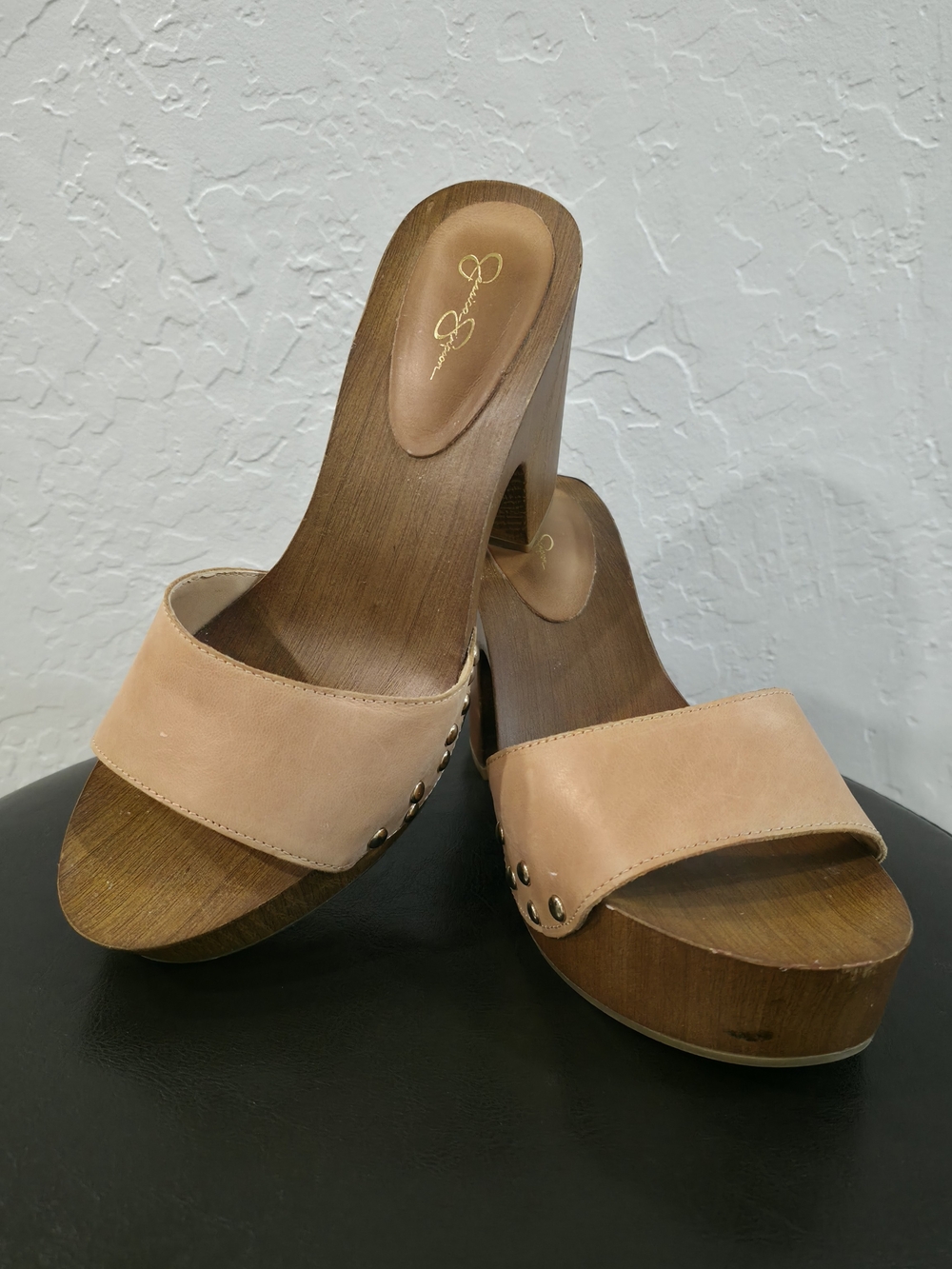 Women’s Nude Leather Slide Platform Sandals